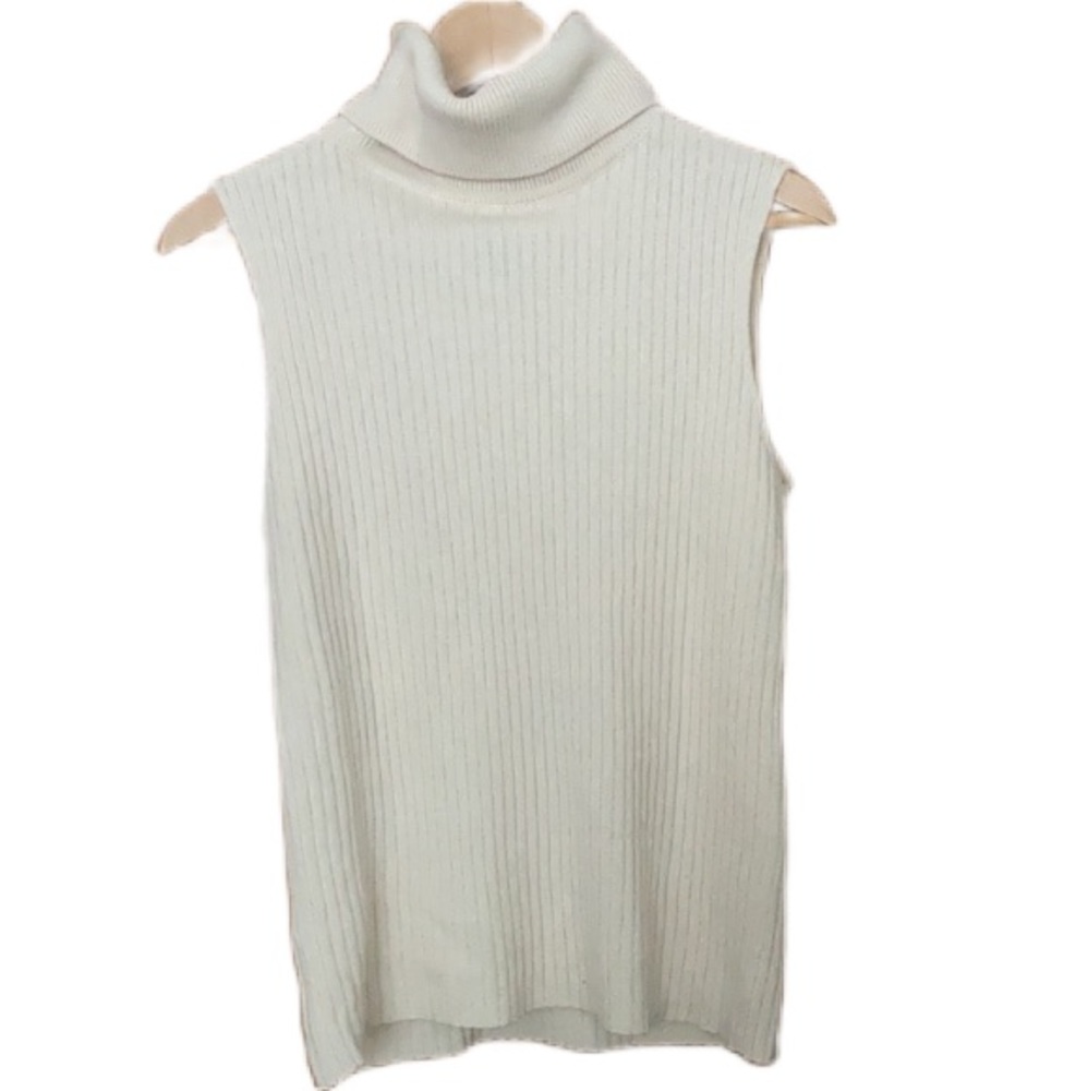 NWOT EDWARD ACHOUR sleeveless cotton wool turtleneck size medium